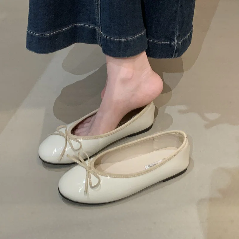 Frühling Herbst Damen Flache Schuhe Ballerinas Schmetterlingsknoten Weiche Modische Runde Zehenpartie Damenschuhe Neu – Detail 12