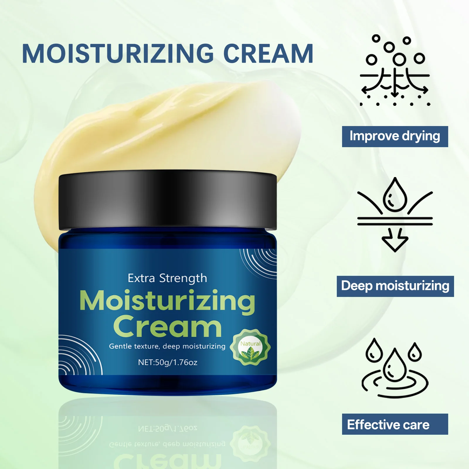 كريم ترطيب إضافي القوة 50 جرام - مع مستخلص جذر كينتيللا اسياتيكا وعرق السوس للترطيب العميق وتحسين البشرة الجافة