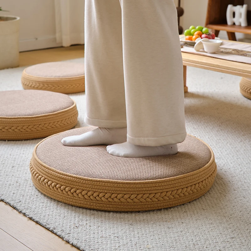 Japanese Floor Cushion Thick Round Tatami Cushion for Meditation Buddhist Prayer Balcony Bay Window Home Decoration Non-Slip