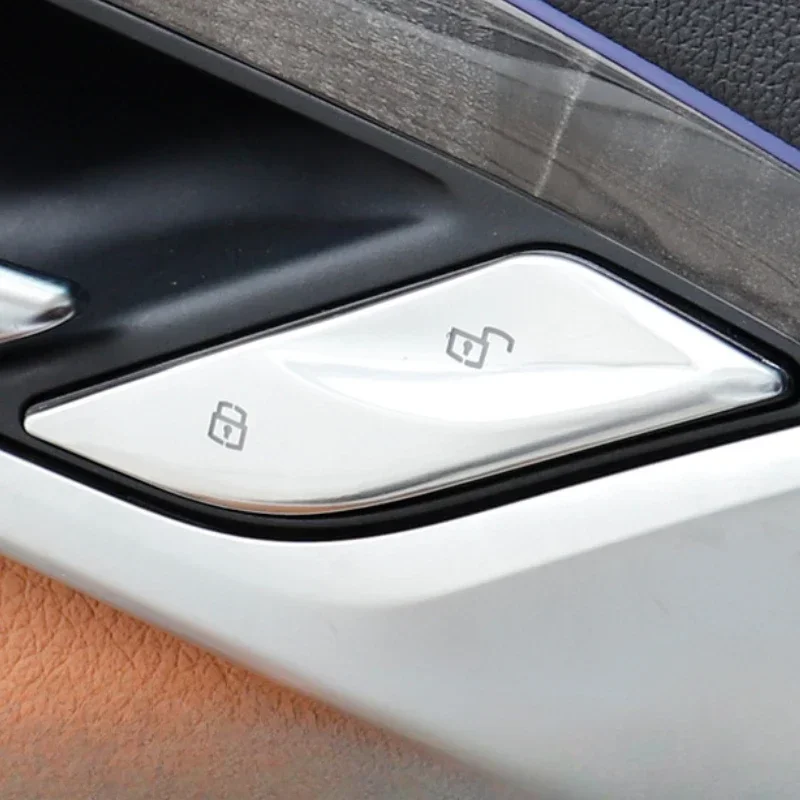 Abs prata interruptor de desbloqueio da porta do carro botões cobre guarnição adesivos acessórios do carro para bmw série 5 g30 g38 6gt 2018-2022