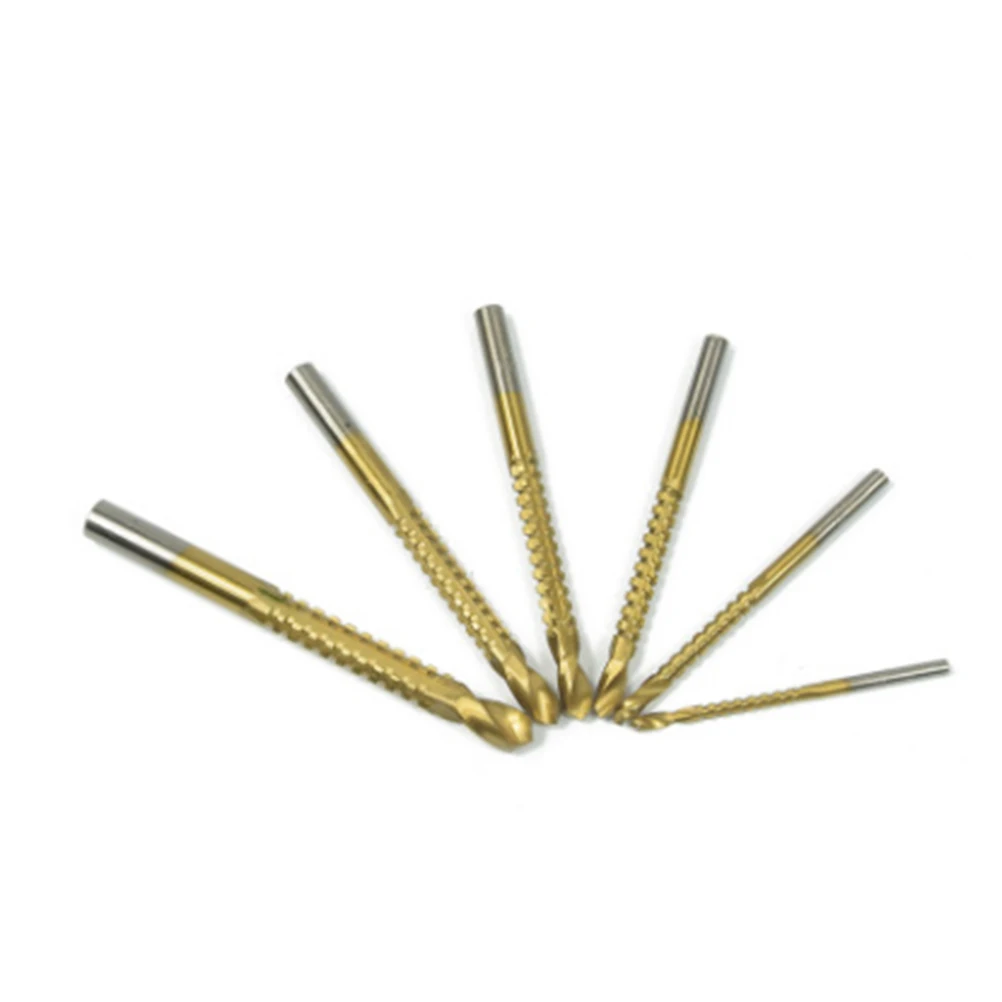 

6pcs 3/4/5/6/6.5/8Mm Hss Titanium Coated Saw Tooth Drill Bits For Wood Aluminum Plastic Cutting Drilling Tool Parts Set
