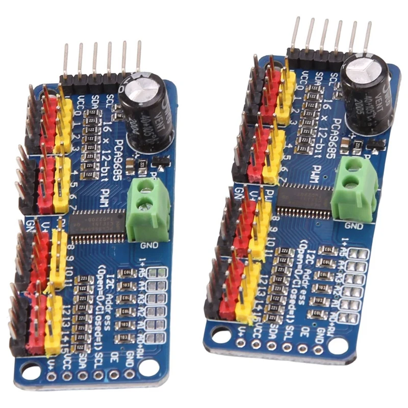 2Pcs PCA9685 16 Channel 12 Bit PWM Servo Motor Driver I2C IIC Module For Arduino Raspberry Pi Servo Shield Module