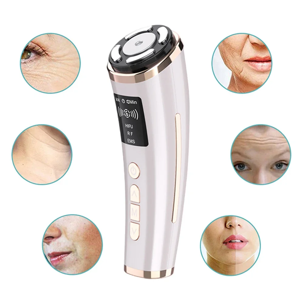 Mini HIFU Machine EMS RF Ultrasonic Vibration Slimming Massager for Firming Skin Care Anti Wrinkle Professional Antiaging Beauty