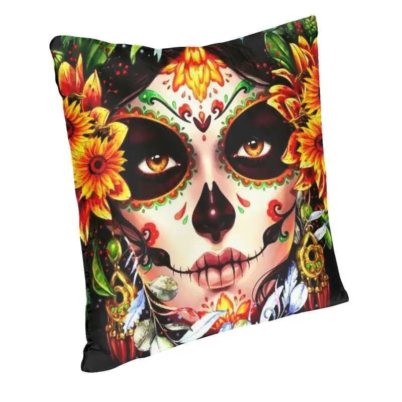 Catrina Cushion Cover Double Side Print Mexican Sugar Skull Girl Floor Pillow Case Living Room Custom Pillowcase Home Decoration
