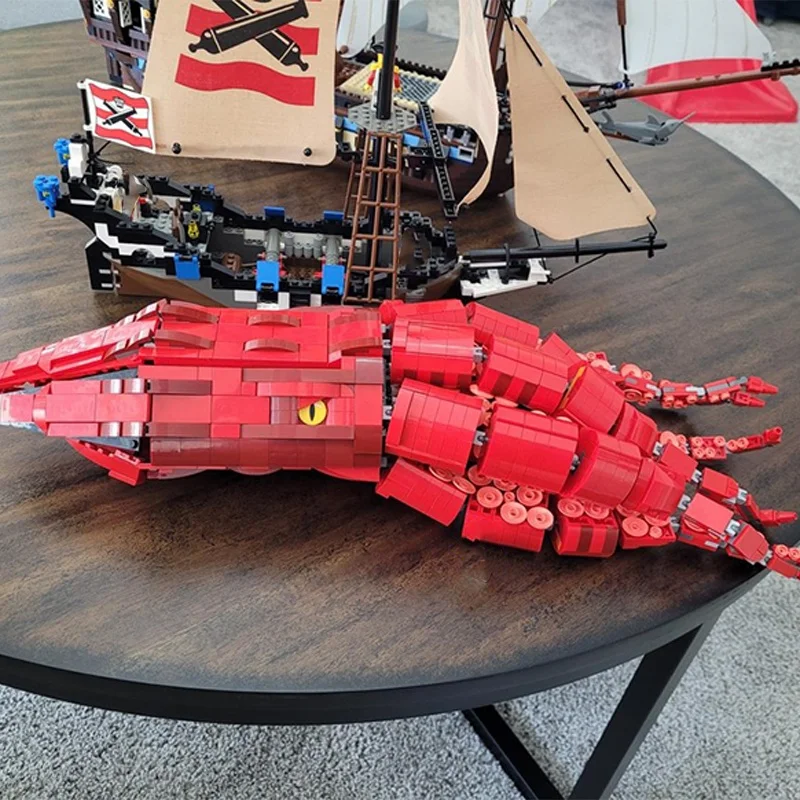 1601pcs MOC 10365 Kraken Attack Pirate Ship Model Building Blocks Home Decor Desk Display Shelf Accent Creative Gift For Adults