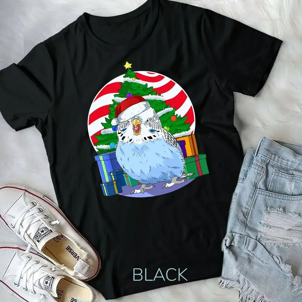 Budgie Blue Parakeet  Christmas Tree Decor Gift T-Shirt Unisex T-shirt High Quality 100%Cotton Short Sleeve