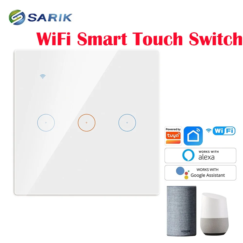 

WiFi Smart Touch Switch With 1 2 3 4 Gang Wall Light Switch EU Standard Tuya/Smart Life APP Control
