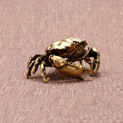 Vintage Brass Crab Statue Home Furnishing Ornaments Antique Copper Animal Miniature Figurines Desktop Toy Decoration Accessories