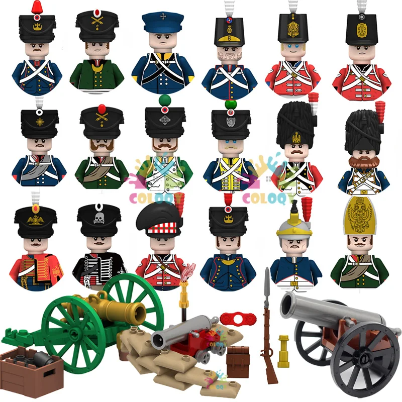 

Napoleonic Wars Military Soldiers Building Blocks WW2 Mini Action Figures French British Fusilier Rifles Weapons Toys For Kids