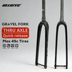 ULLICYC Gravel Fork Carbon Fiber Tapered Gravel Bicycle Front Carbon Fork Bike Fork Black Matte 700C x 45C Thru Axle 12x100mm