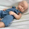 モノクロシリコン新生児人形、手作りの洗える生まれ変わった人形、子供、男の子と女の子のための誕生日プレゼント、プラチナ、6.8ポンド、フロッピー、20インチ 6
