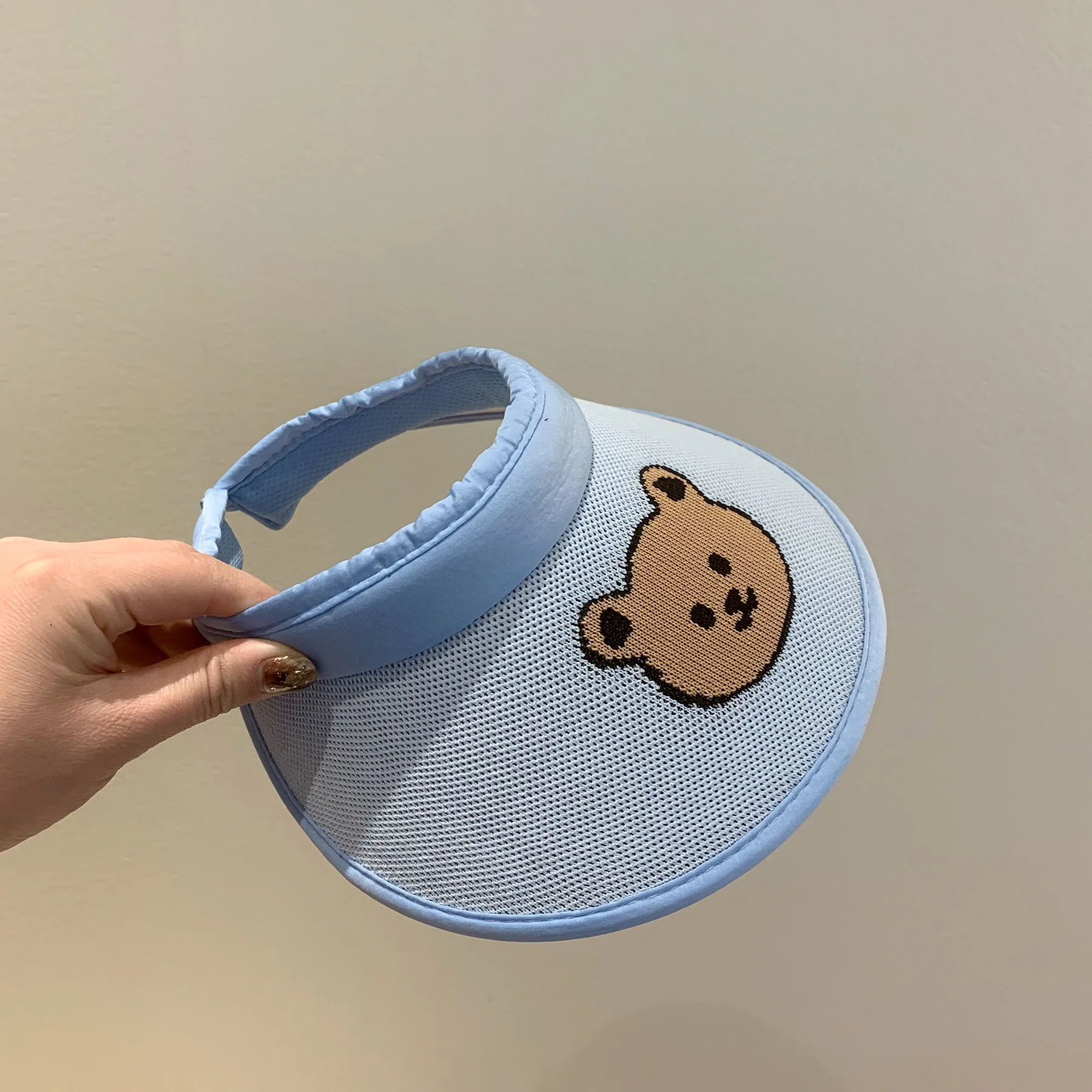 Sombreros de oso bonitos para niños, gorra hueca de ala grande, protector solar para bebés, sombrero para el sol, gorras de lavabo para niños y niñas, gorra de lengua de pato