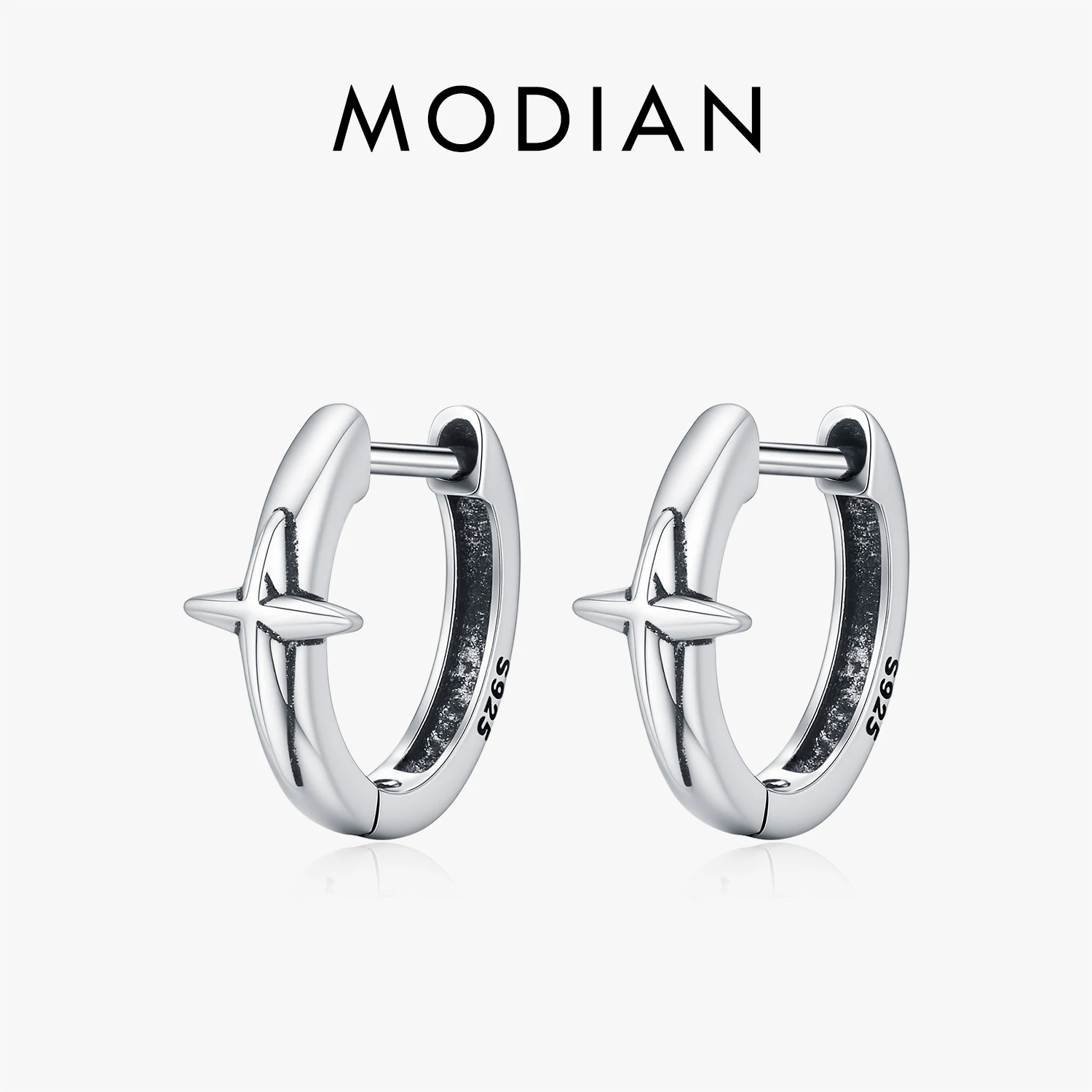 

Серьги-кольца MODIAN в винтажном стиле из стерлингового серебра 925 пробы, ретро, изысканные, с маленькими звездочками, для женщин, изысканные ювелирные изделия