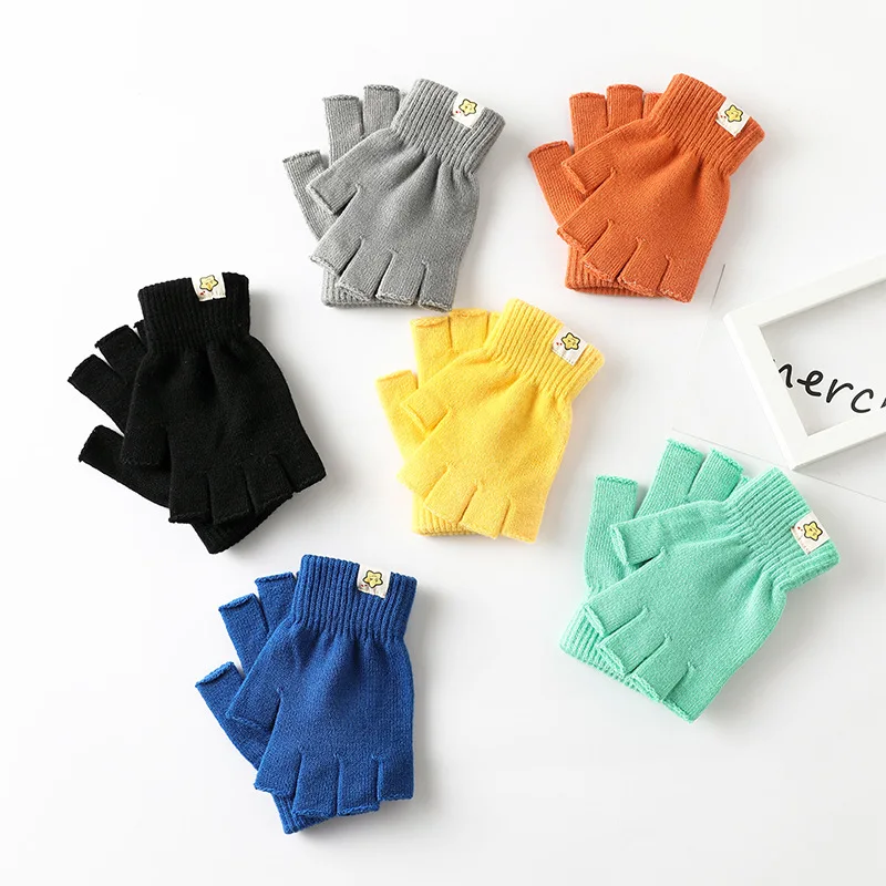 Черные перчатки без пальцев для женщин и мужчин, вязаные хлопковые розовые перчатки на запястье, зимние теплые рабочие варежки для тренировок, новые