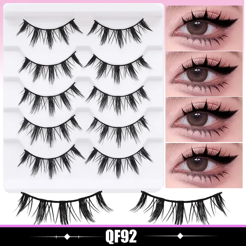 DINGSEN 5 Paar Wimpern, Künstliche Wimpern, Natürliche Lange Manga-Wimpern, Geflügelte Enden, Augenverlängernde Wimpern, Künstliche Wimpern für Make-up – Detail 11