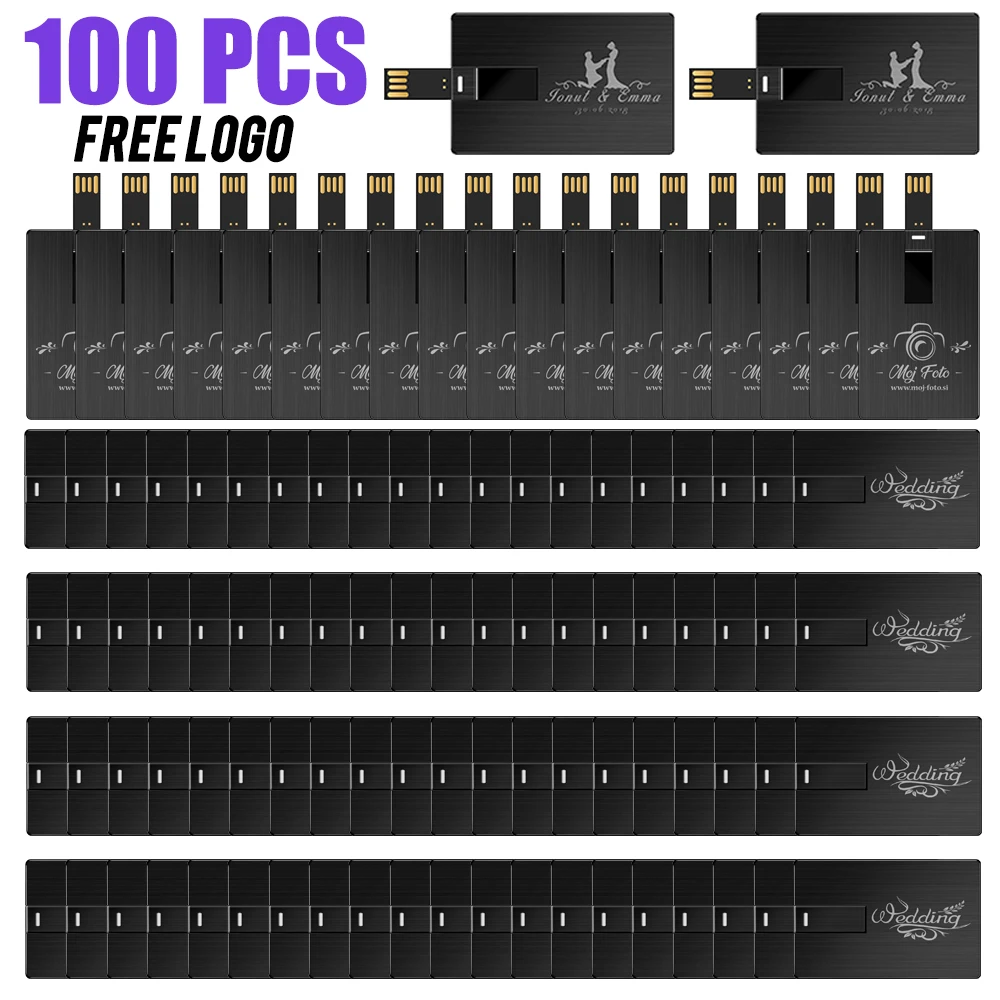 100PCS Wholesale USB Flash Drive 128GB Free Custom Logo Memory Stick 64GB Wedding Gift Pen Drive 32GB Plastic USB Flash Memory