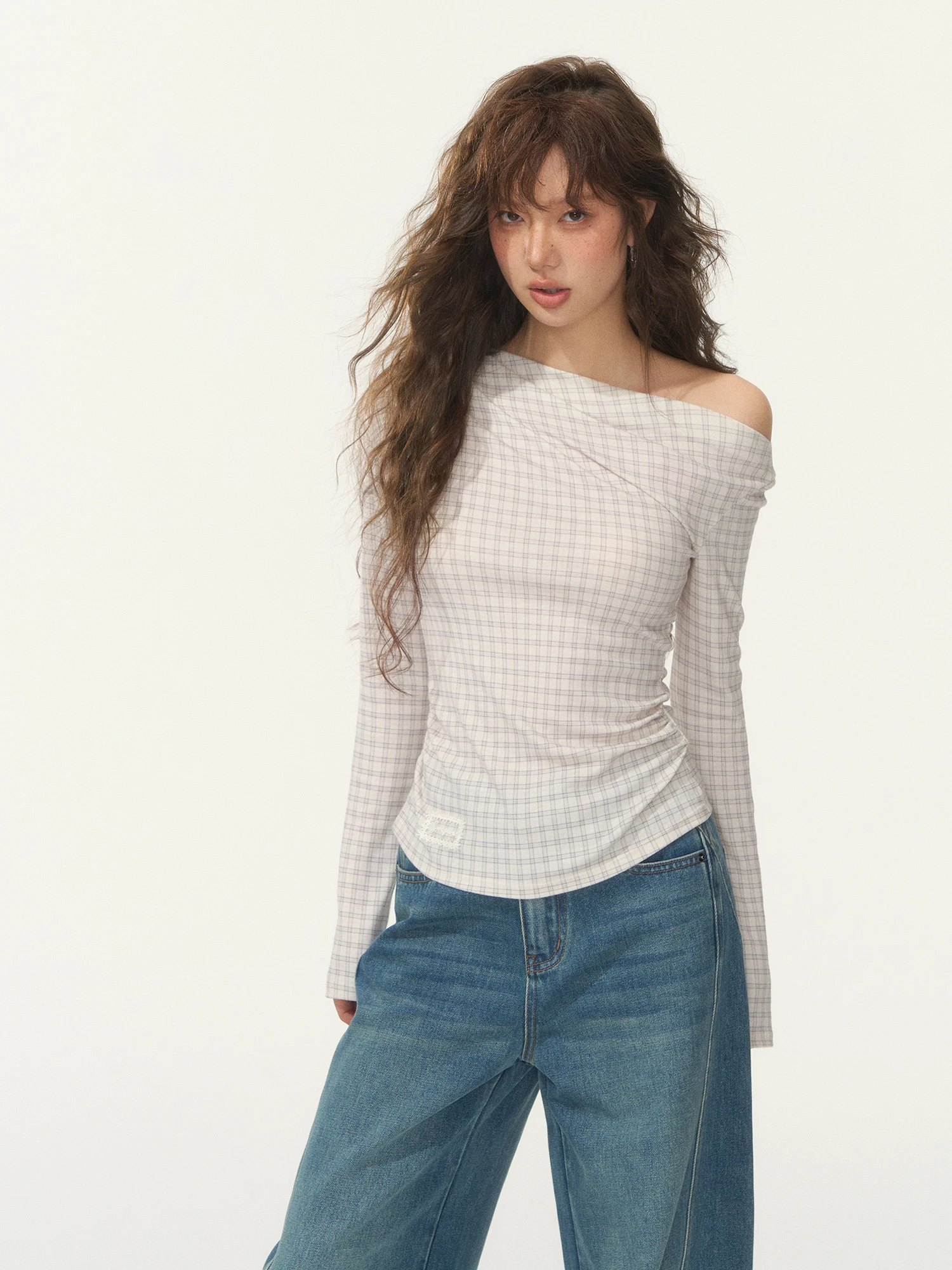 

Женская повседневная свободная футболка SOMESOWE с длинным рукавом, вельветовой текстурой и клетчатым узором, круглый вырез, из смесового полиэстера и хлопка, летняя