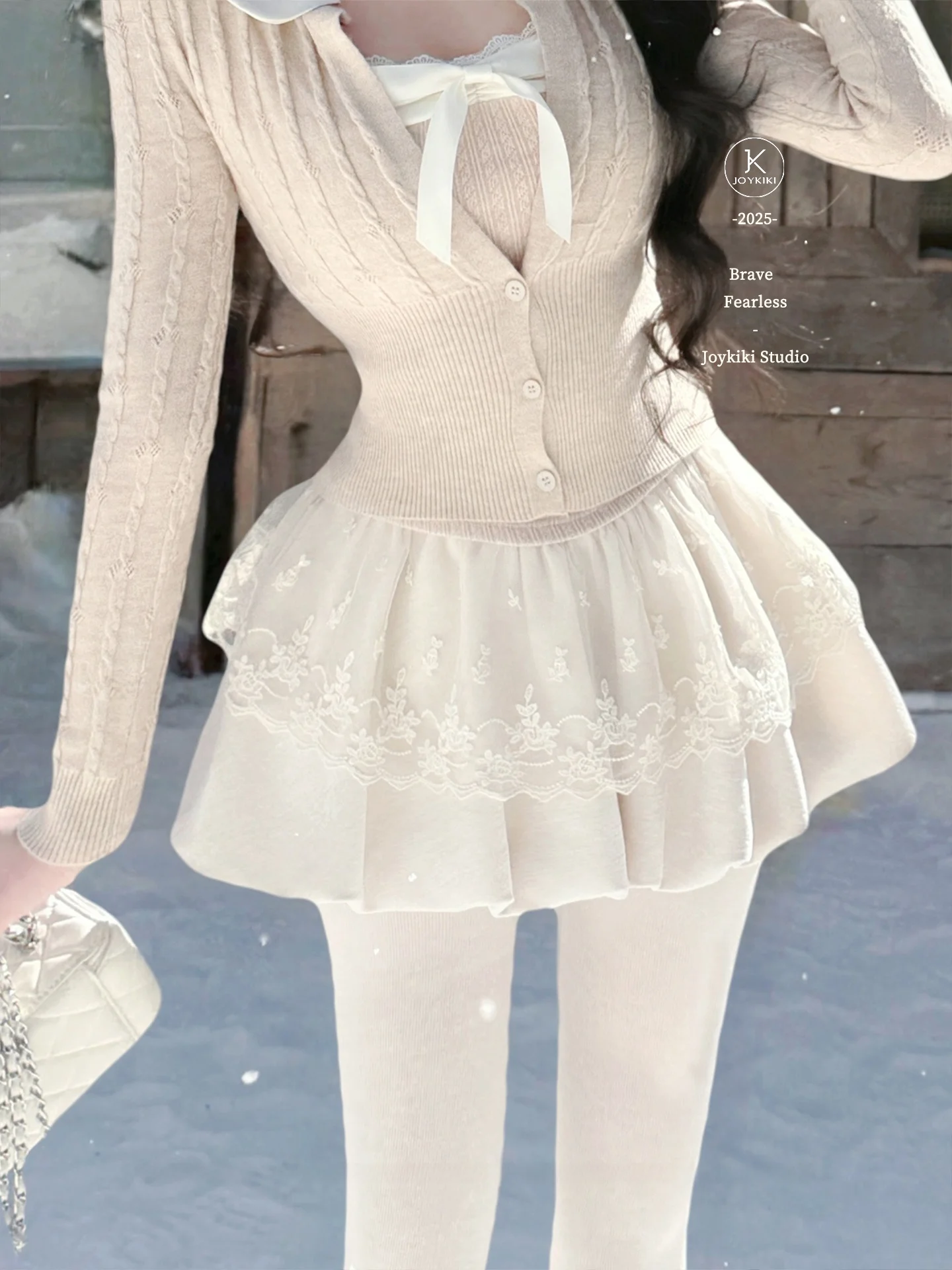 

Joykiki High Waist Embroidered Net Gauze Flower Bud Skirt Women's Sweet Sle Ciwalk Polyester Fiber No Stretch