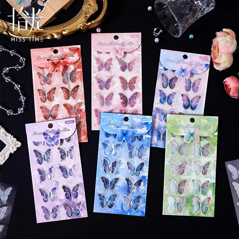 10sheets/1lot kawaii Stationery Sticker Dream Butterfly Whispers junk journal Decorative Scrapbooking DIY Craft