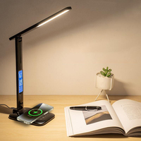 LED Desk Lamp Multifunction For Cell Phone Charger Alarm Clock Table Light With Fan Pen Holder Bedroom Table Reading Lamp