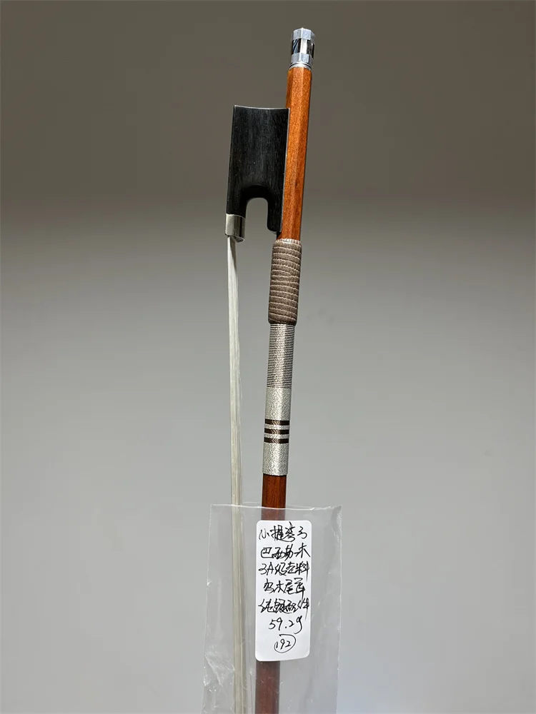 Actual Photo High End 59.2g Professional Pernam buco Wood Violin Bow 4/4 Size/Mongolia Horse Hair/Silver Mount/Ebony Frog No.192