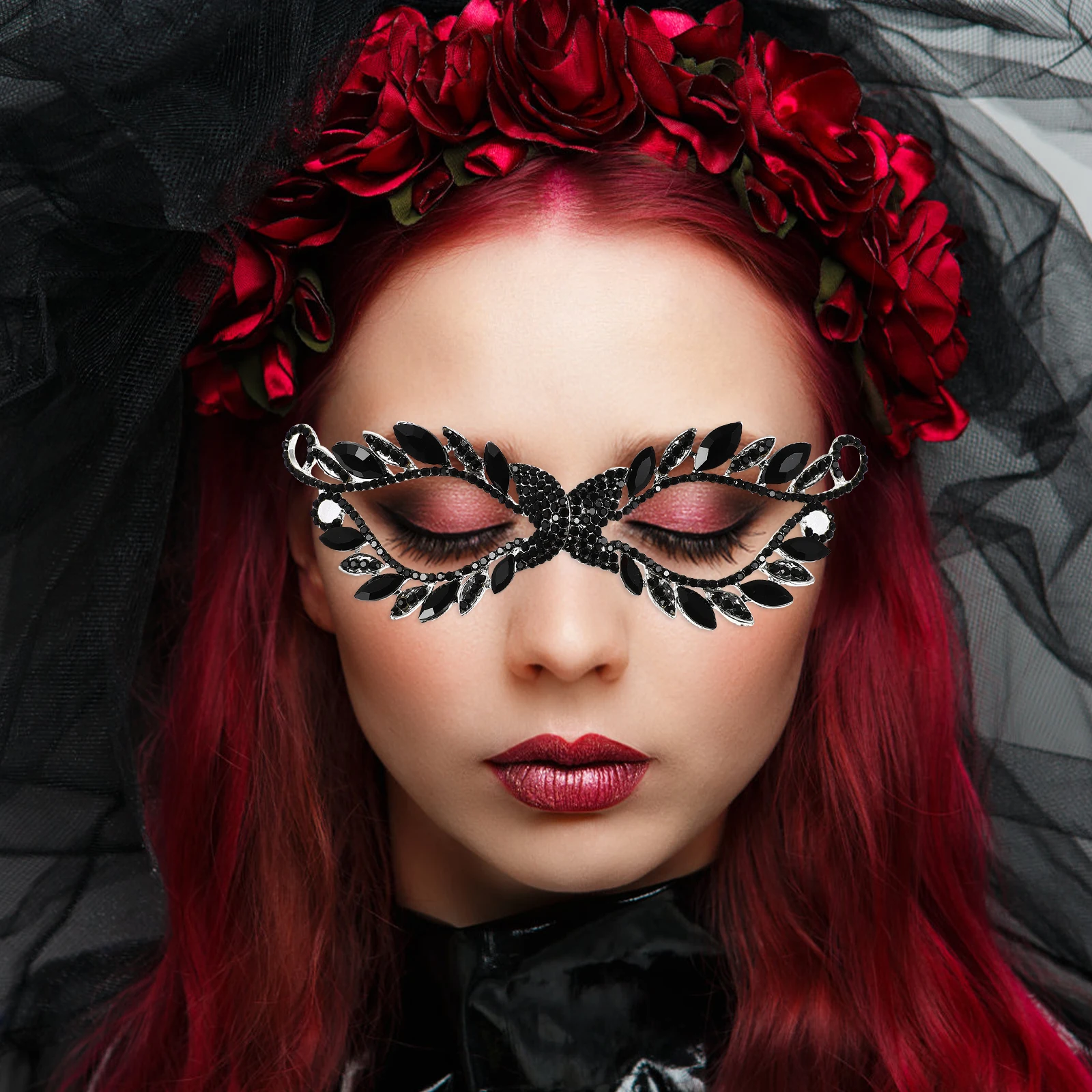 

Rhinestone Masks Masquerade Halloween Party Costume Fancy Dress Diamond Mask Decorative Mystery Selfie Photos Premium Material