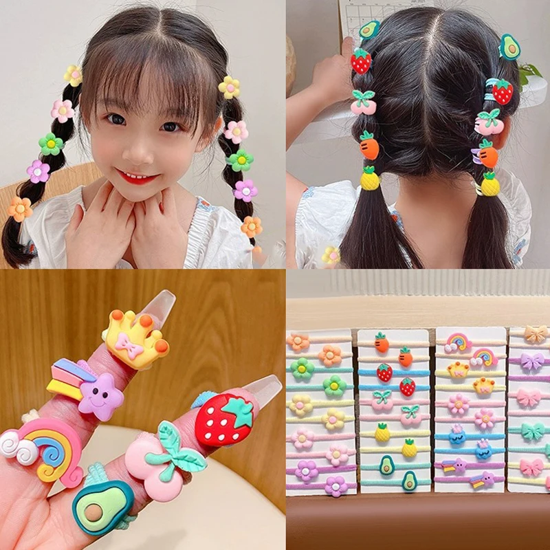 10PCS/Set Cute Cartoon Animals Hair bands Girls Elastic Rubber Band Headwear Hair Accessories Kids Headband Ornaments Gift