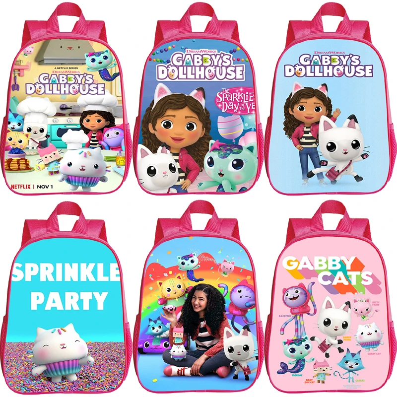 

Kawaii Kids Gabby Cats School Bags Kindergarten Bag Anime Gabby's Dollhouse Backpacks Girls Preschool Rusksack Children Backpack