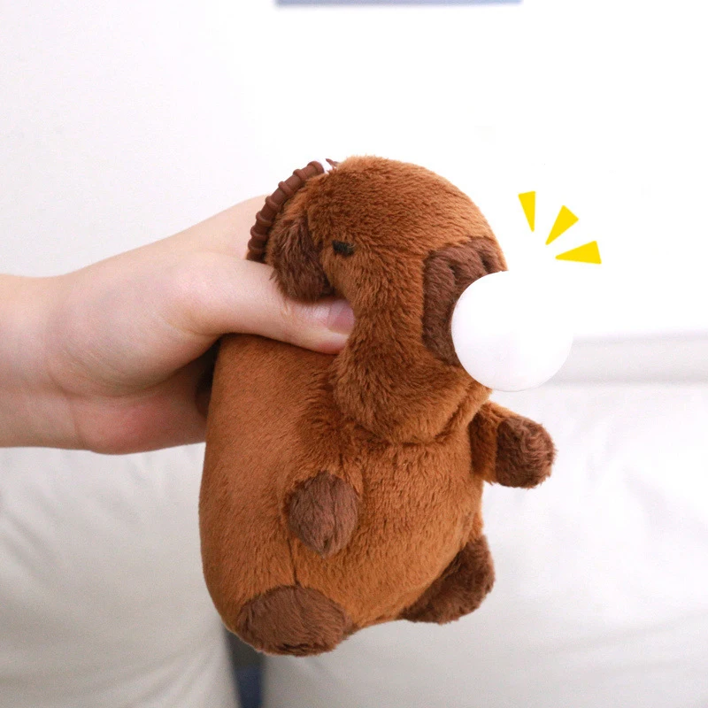 

NEW Funny Simulation Stuffed Animals Cute Capybara Plush Keychain Pendant Can Squeeze And Spit Toy Bubbles Soft Plushie Doll