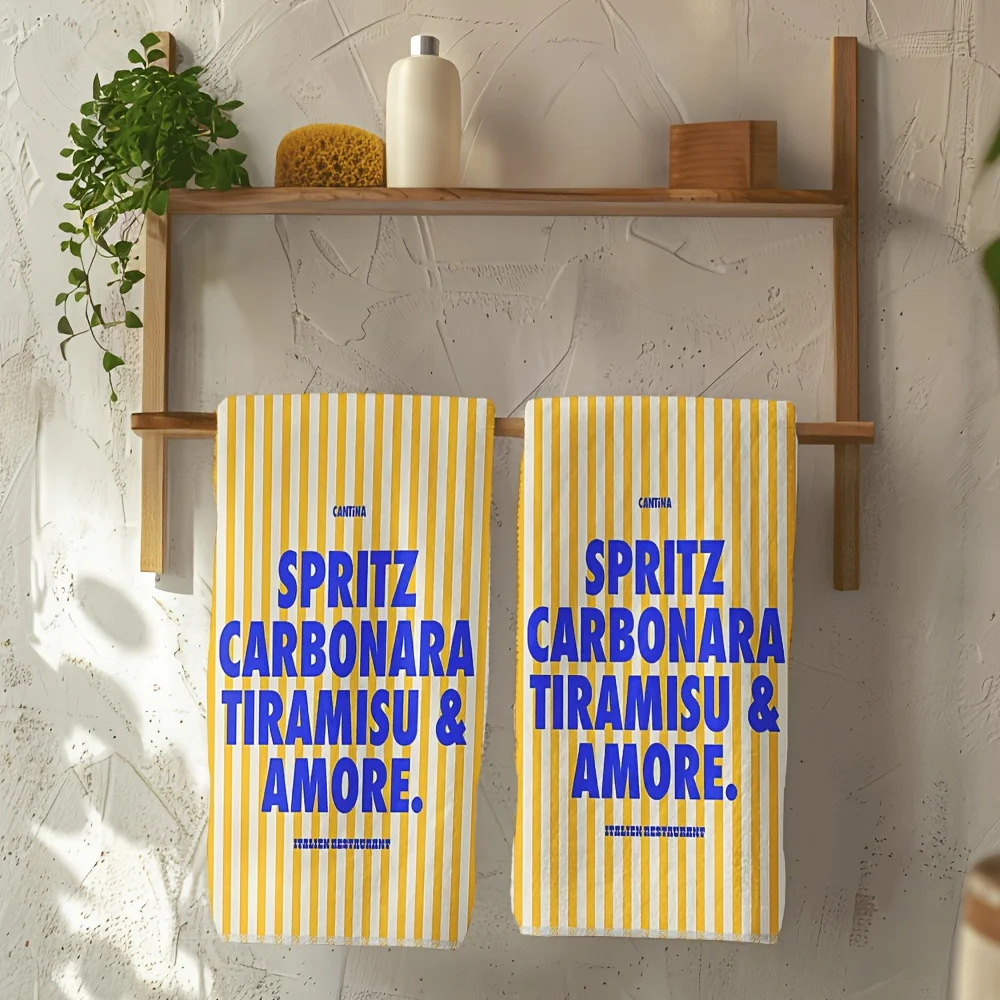 Pack of 2, kitchen towel, hand towel, dishcloth, Italian restaurant microfiber