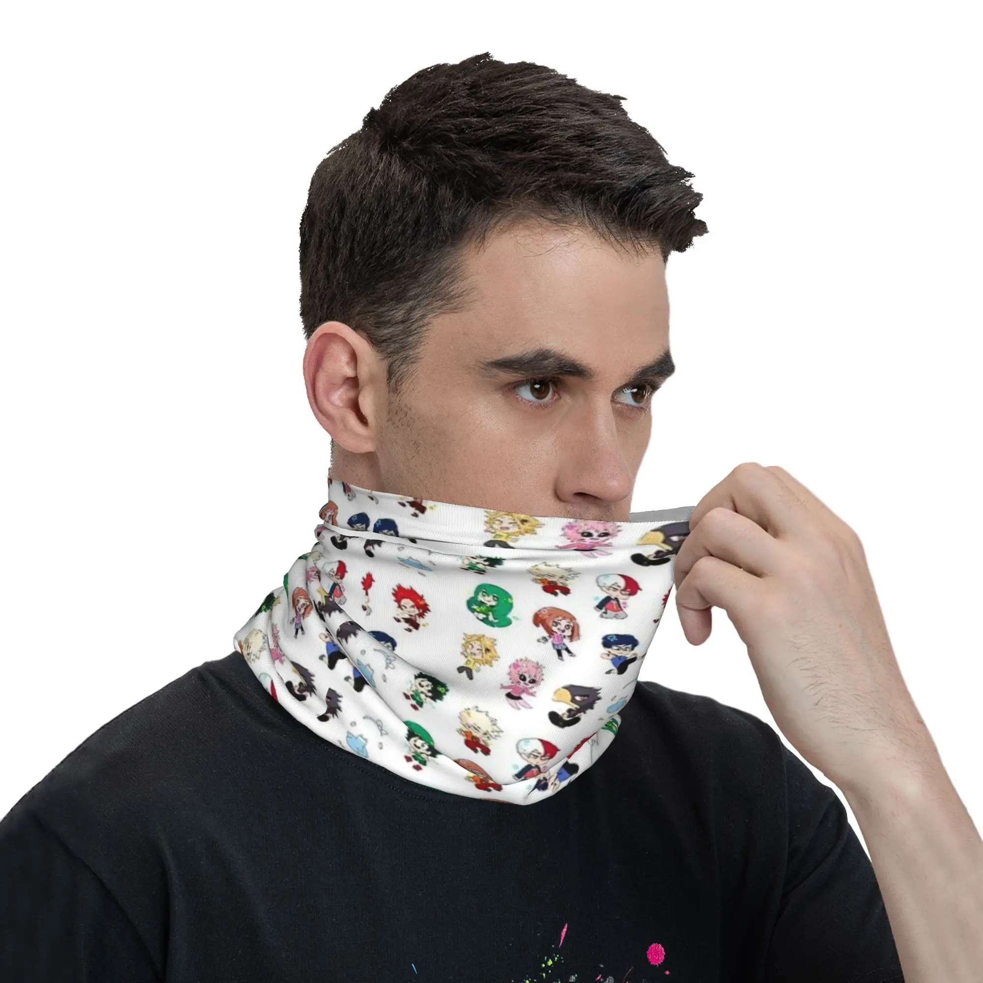 تشيبي ماي هيرو أكاديميا باندانا غطاء الرقبة قناع مطبوع وشاح متعدد الوظائف بالاكلافا الجري للجنسين الكبار يندبروف