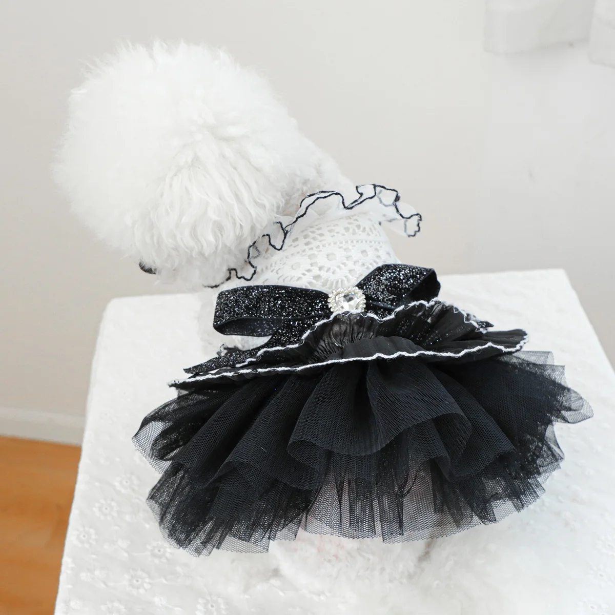 1PC Pet Clothes Spring and Autumn White Black # 19 Wedding Dress Princess Dress Suitable for Small and Medium sized Dogs