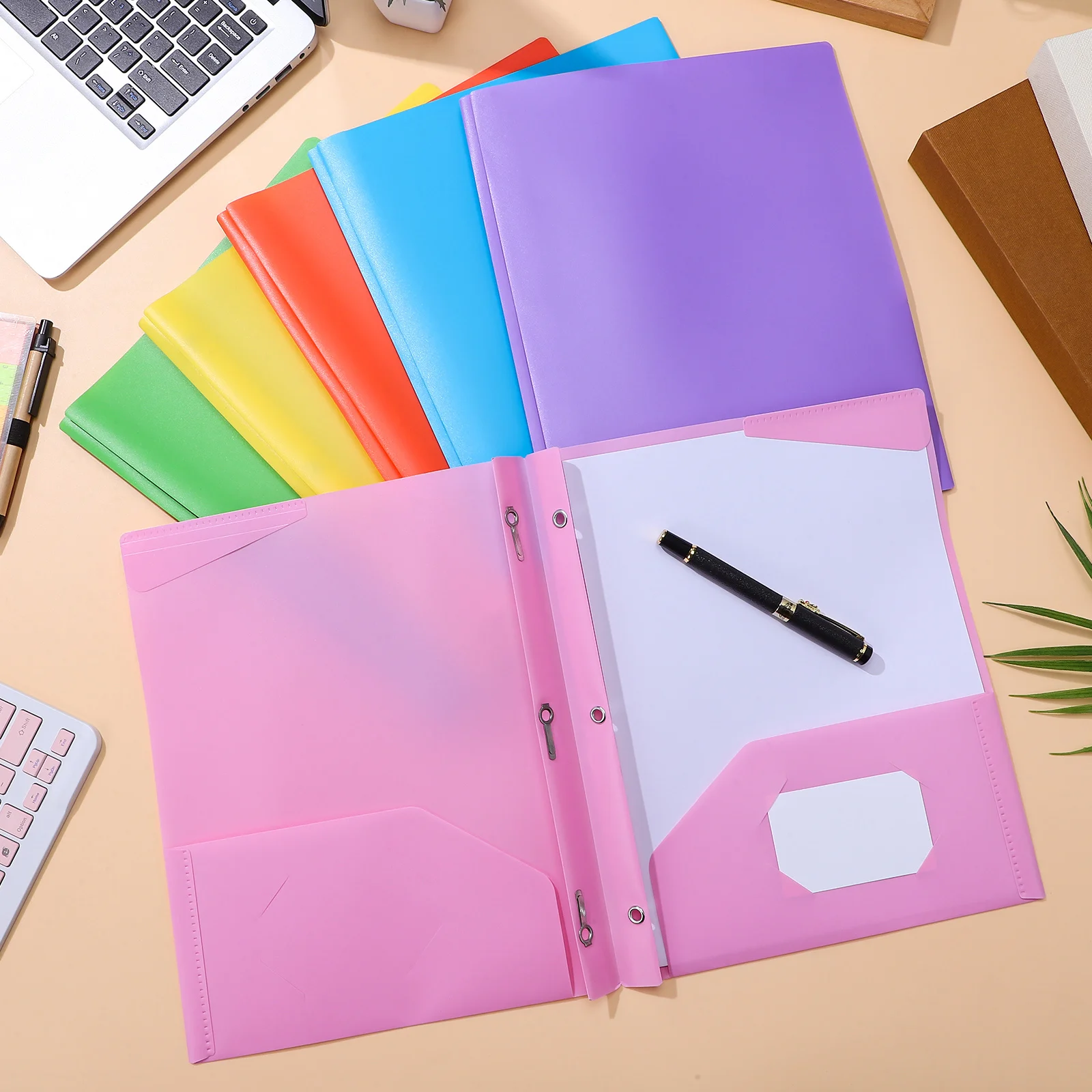 

9Pcs Colored Plastic Folder Double Pocket File Organizer Document Holder for Office School Documents Binder Folders