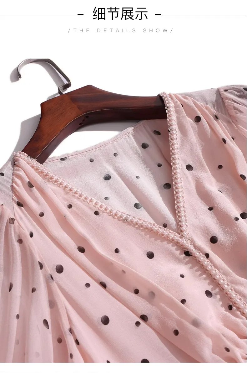 2025 여름 비치 플로럴 실크 미디 드레스 여성 빈티지 보헤미안 블랙 도트 패션 캐주얼 라이트 프롬 우아한 럭셔리 페스티벌 베스티도스