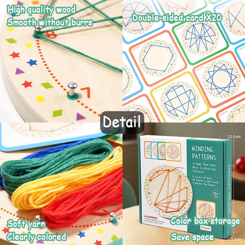 Kids Nailboard Lacing Threading Montessori Toys Fine Motor Skills Geometry Shape Matching Board Games Thinking Educational Toys