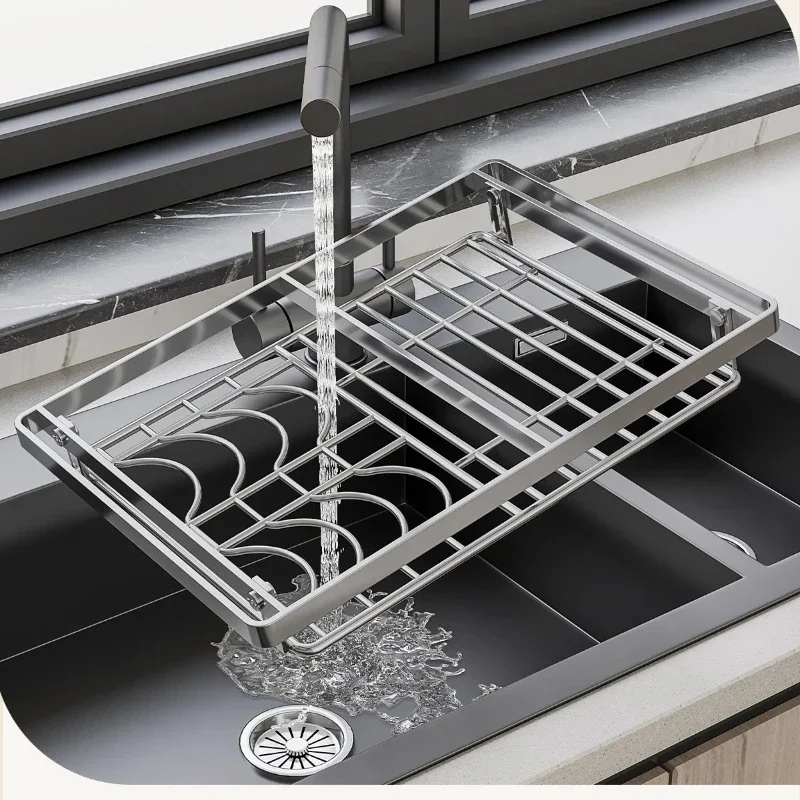 Firm 304 Stainless Steel Sink Drain Rack, Pool Water Control Storage Rack, Vegetable Basin Upper Rack Factory