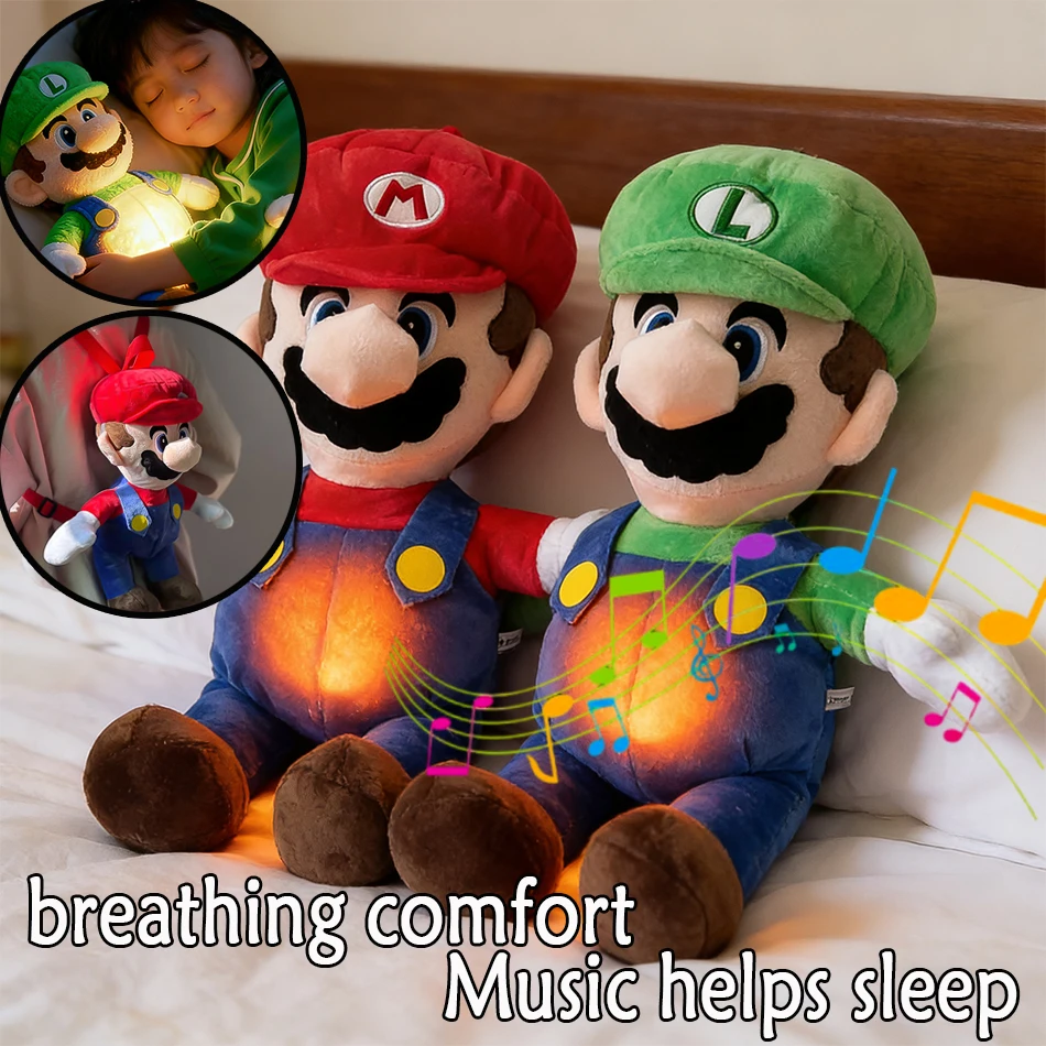

Anime SUPERS MARIO Plush Baby Soothing Breathing / Soothes ToyDoll Plush Toy Children Music Sleep Companion Toy Kids Xmas