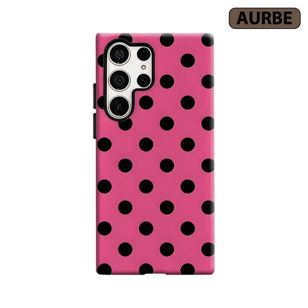 hot pink black dots Phone Case For Samsung Galaxy S26 S25 S24 S23 Ultra Plus HD Hard Double Layer Film Cover