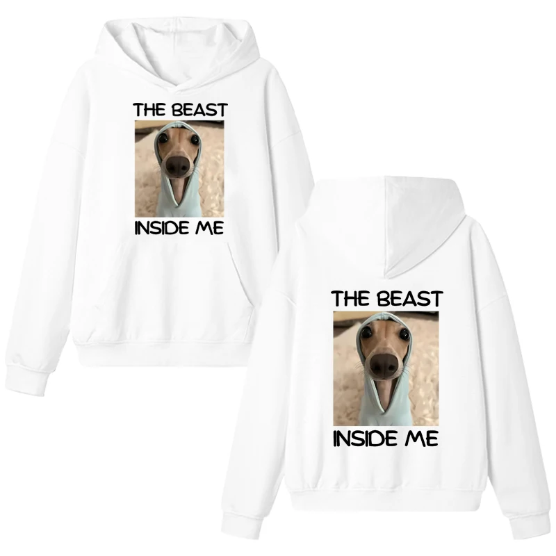 2025 جديد في الوحش داخلي مضحك الكلب ميمي الجرافيك هوديي الرجال النساء الخريف الشتاء الصوف البلوفرات للجنسين بلوزة من الصوف #2