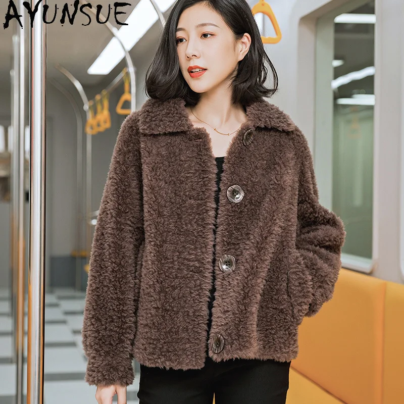 AYUNSUE 100% laine manteau femmes 2025 véritable mouton peau de mouton veste vêtements d'hiver femme nouveau dans manteaux Composite fourrure П199ьто Ж брае
