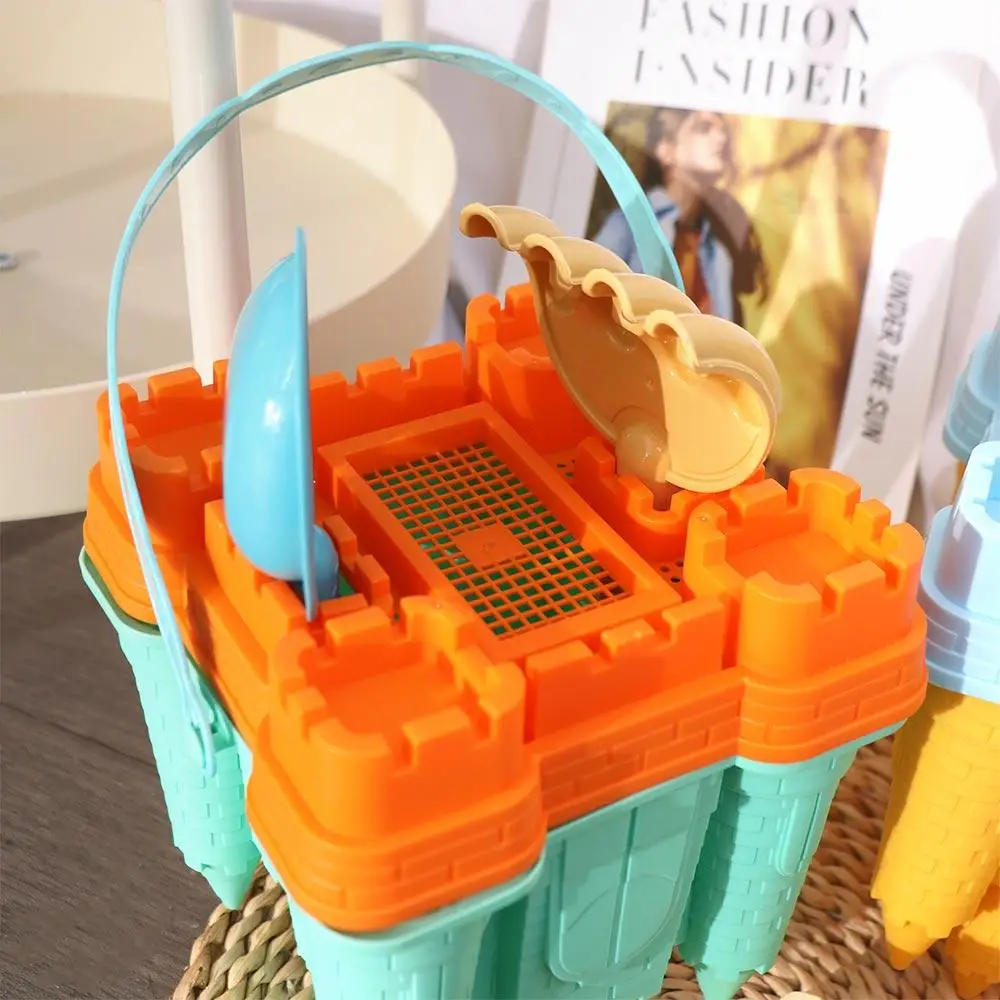 Summer Toys Beach Sand Toys Set Beach Accessories Plastic Castle Sand Mold Toy Creative Yellow Castle Bucket Play Sand Set