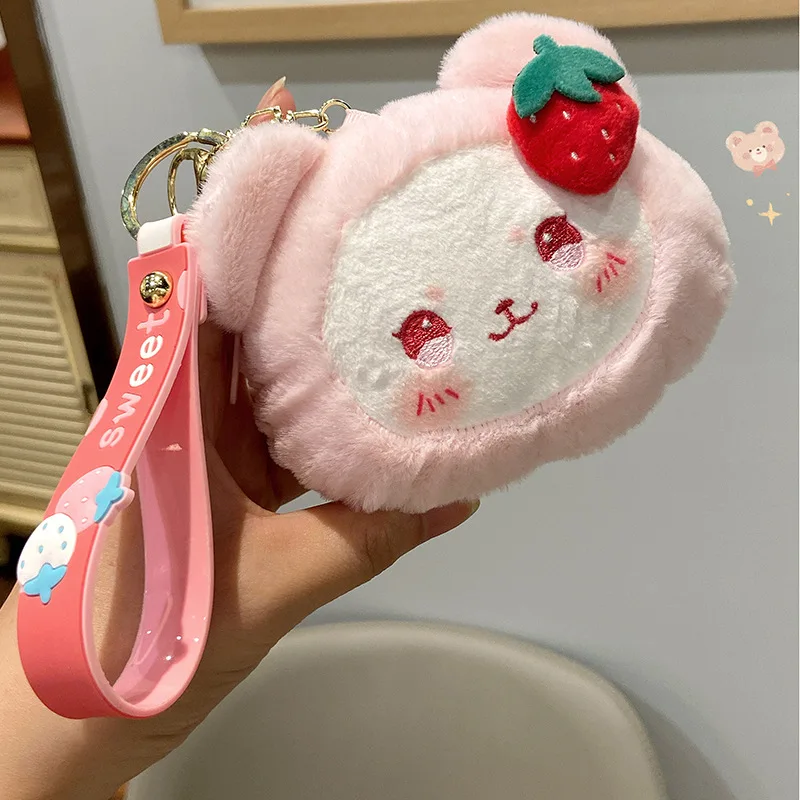 Cartoon Coin Purse Plush Doll Storage Bag Key Chain Pendant Cute Strawberry Rabbit Coin Purse Creative Japanese Pendant