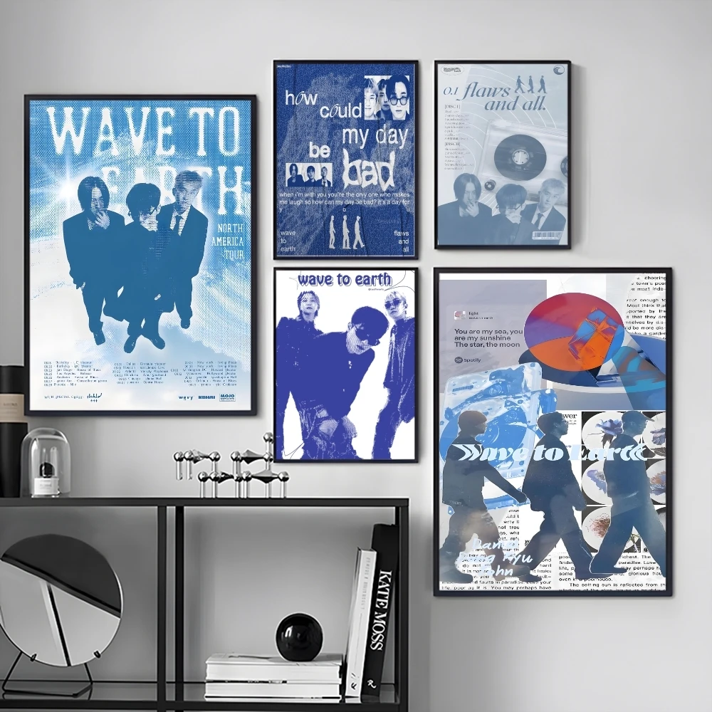 W-Wave to Earth Band Painting Calligraphy Canvas Poster Art for Bedroom Living Room Home Decor Wall Decoration Decals Gift
