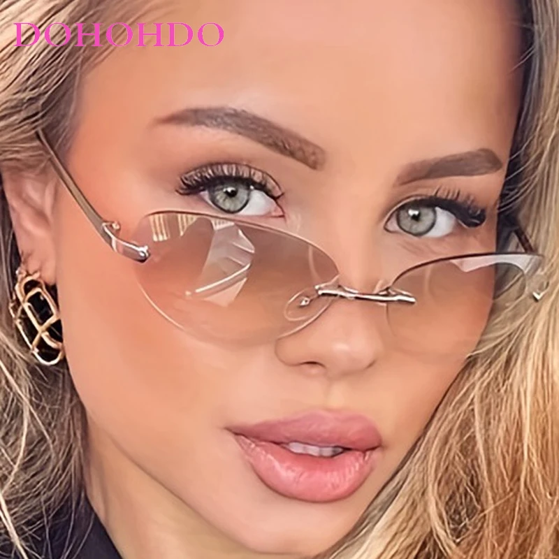 

Fashion Metal Y2k Oval Frameless Women Sunglasses Brand Designer Men Sunglasses Driving Travel Eyewear Female UV400 Lentes Mujer