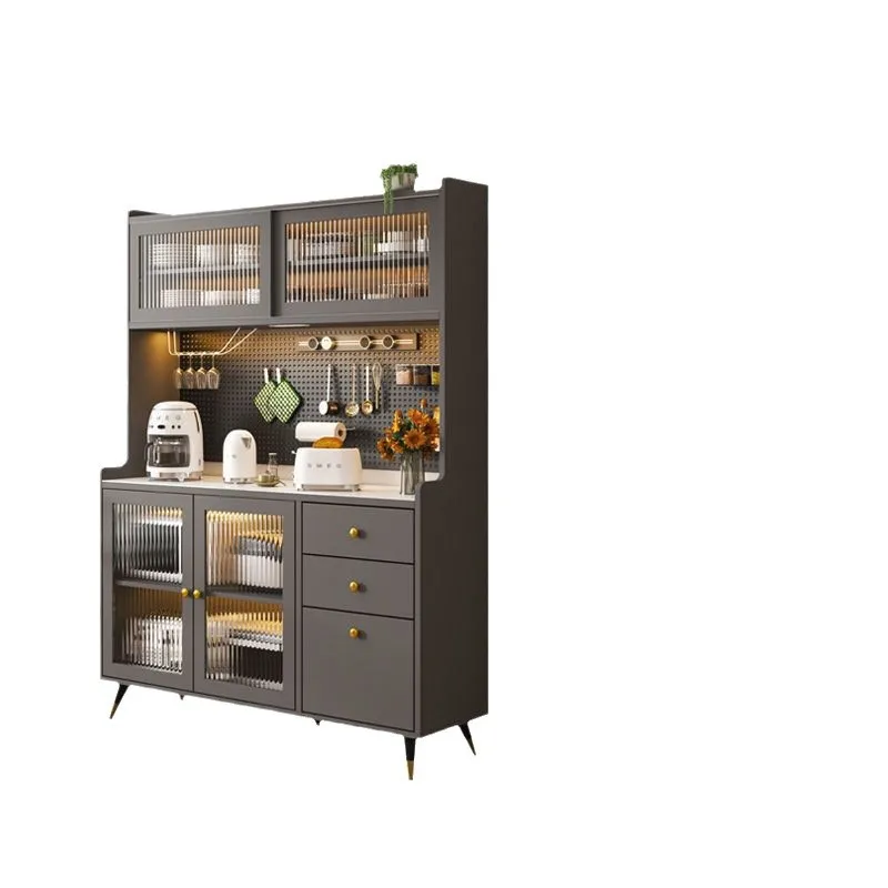 Armario de cocina, mueble de vino de lujo ligero de alta calidad, integrado contra la pared, estufa de salón, losa de Tea Rock