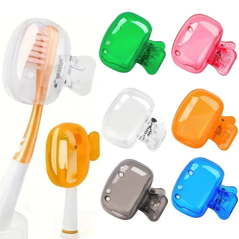 2PCS Travel Toothbrush Head Covers Electric Toothbrush Protector Cap Brush Pod Case Portable Plastic Clip for Household Travel