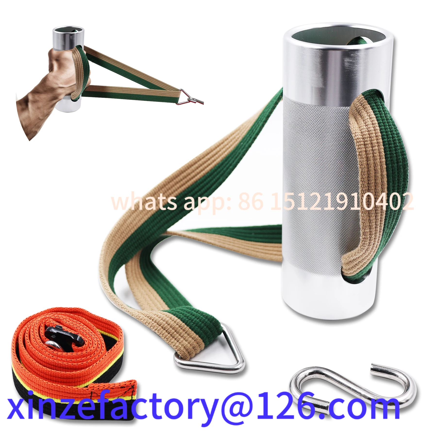 

Be suitable for Arm Wrestling Wrist Roller Handle with Adjustable Strap φ7.5cm Non-Slip Aluminum Alloy