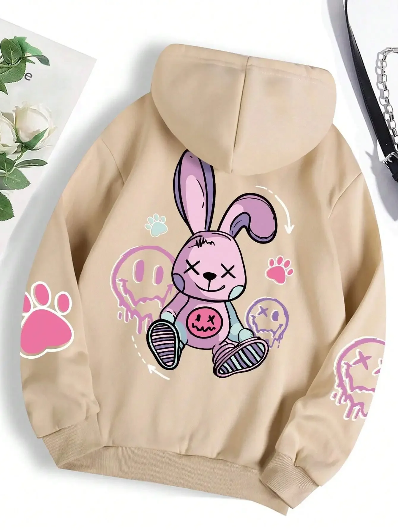 plus size Hip Hop Street Casual Printed Female Hoodies Fashion Hoodie Oversize Loose New Sweatshirts Autumn Warm Fleece Clothing