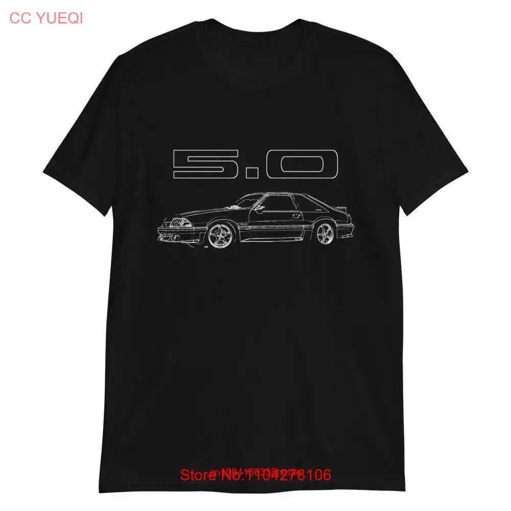 Third Generation Mustang GT Fox Body Foxbody 5 0 Line Art  T Shirt long or short sleeves