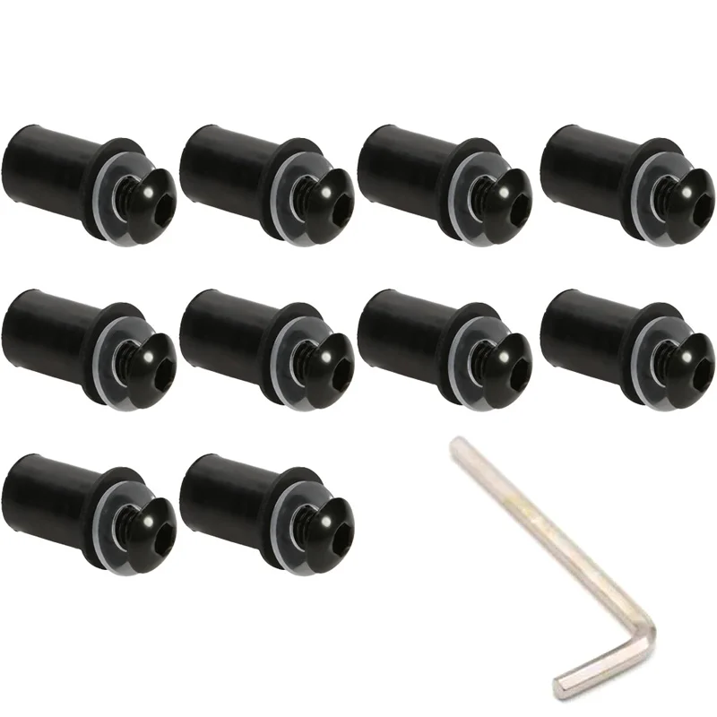 10pcs Motorcycle M5 15mm Metric Rubber Well Nuts Windscreen Fairing Cowl Anodized Windshield Nut Bolt Screw Kit